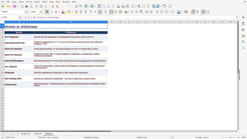 Hinweise – Einsprache Baugesuch Excel – Vorlage Kostenlos (2026)
