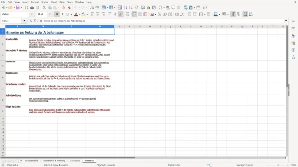 Hinweise – Wasserschaden Keller Brief Excel – Vorlage Kostenlos (2026)