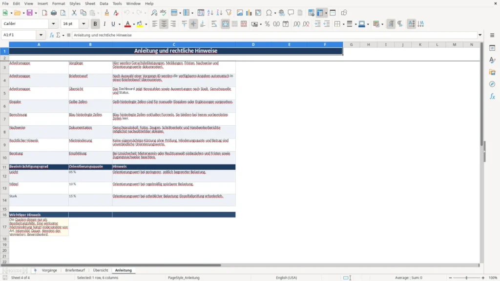 Anleitung – Brief Mietminderung Excel – Vorlage Kostenlos (2026)